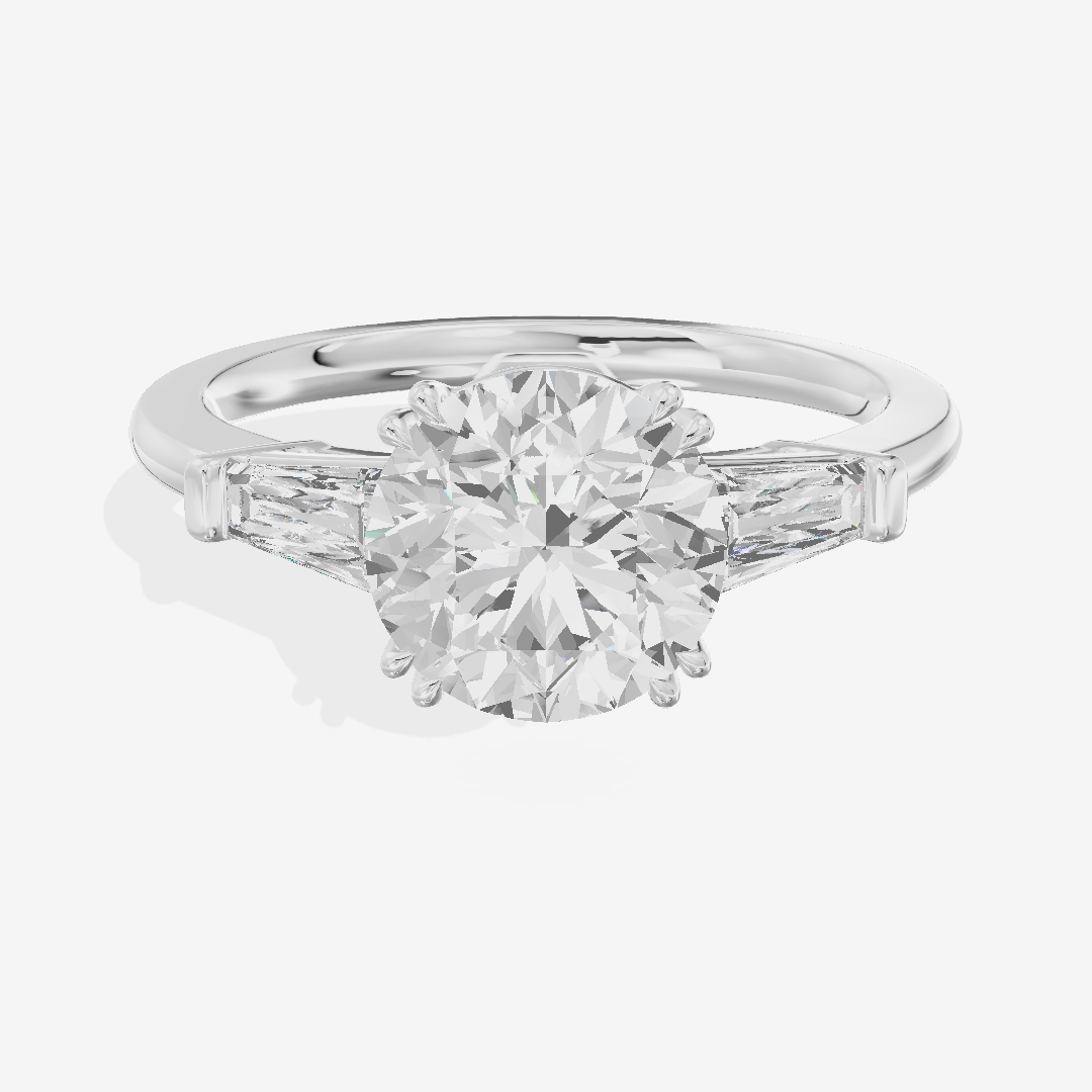 Lateria Three Stone Round Engagement Ring (1/2 ct. tw.) in 18K White Gold