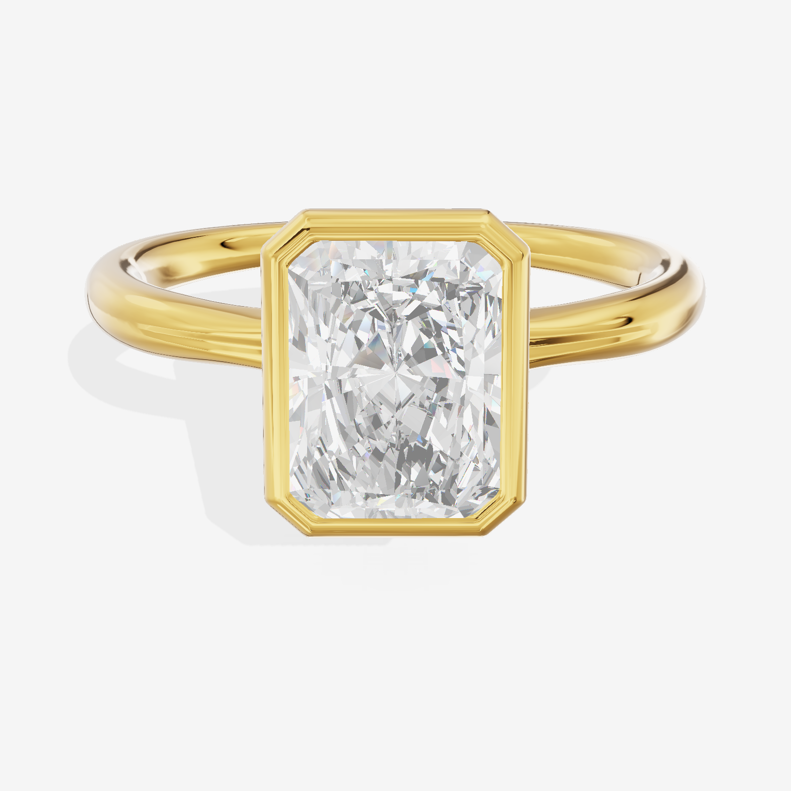Coeurine Bezel 2mm Radiant Solitaire Engagement Ring in 18K Yellow Gold
