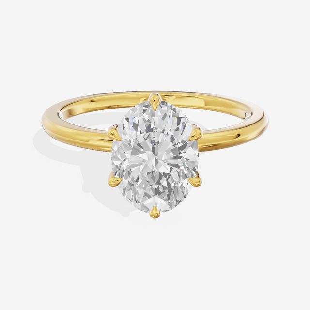 Sincere Cathedral 1.5mm Oval Six-Prong Engagement Ring in 14K Yellow Gold