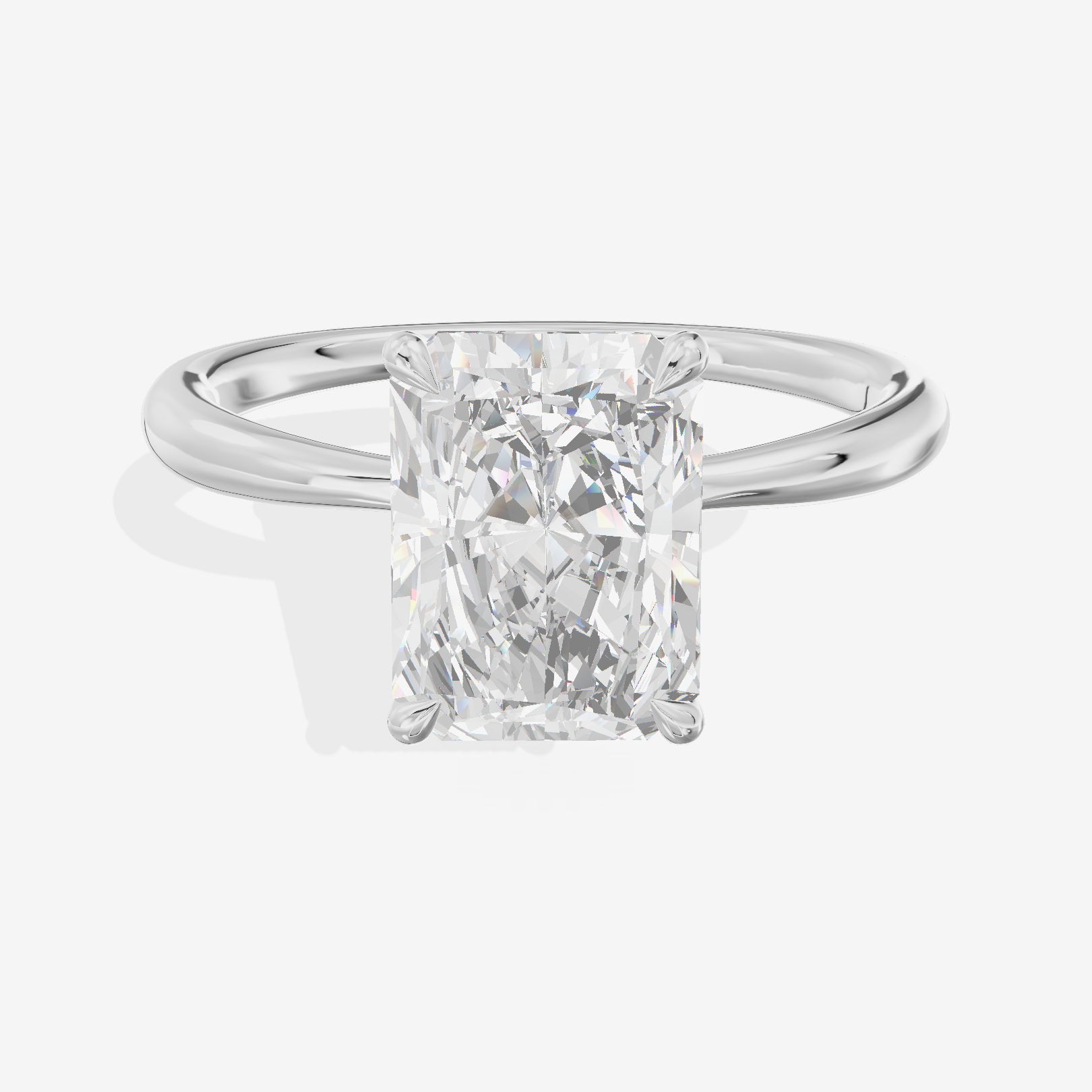 Whispered Aimora Radiant Solitaire Engagement Ring in 18K White Gold