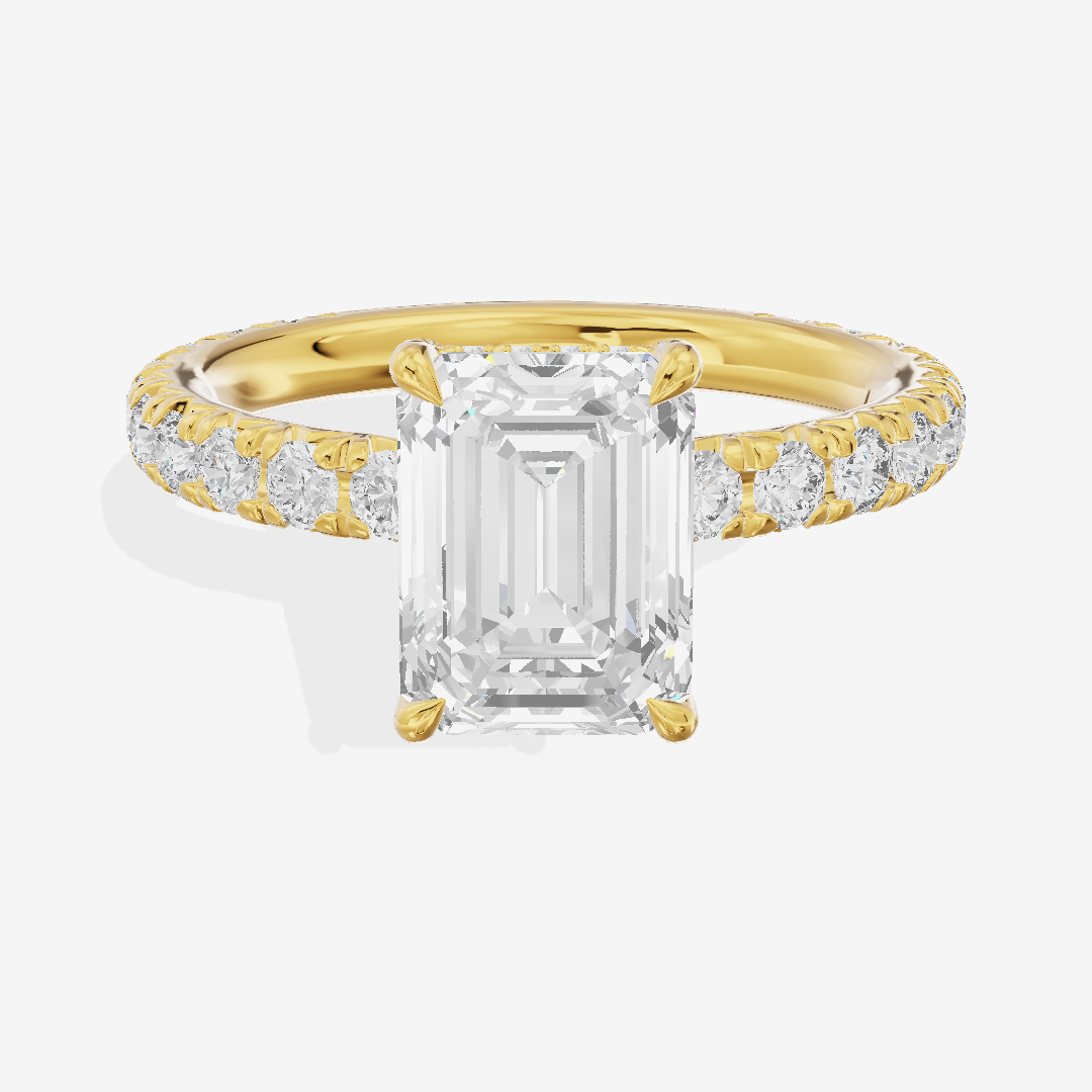Eternal Coeurine Emerald Engagement Ring with Side Stones (3/5 ct. tw.) in 14K Yellow Gold
