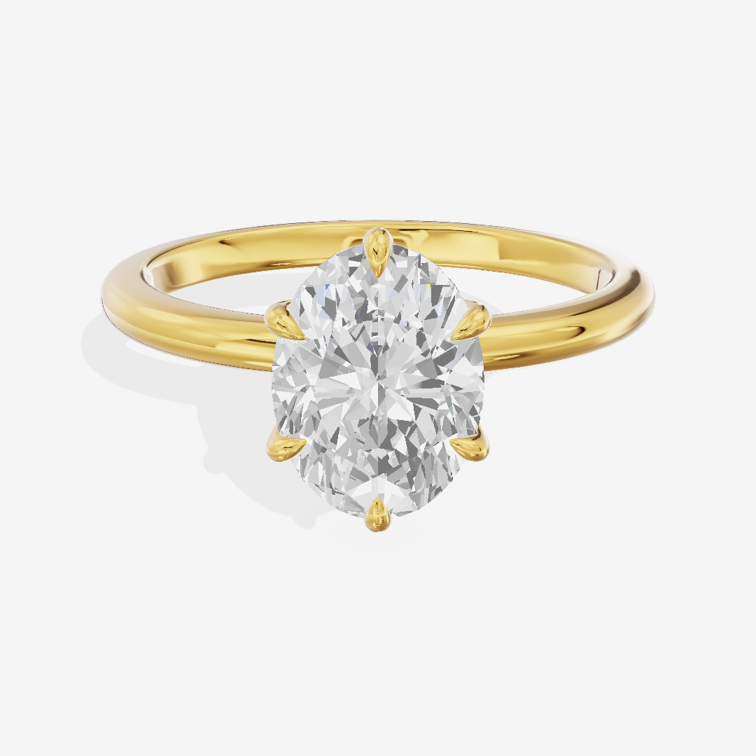 Classic Reverya Oval Hidden Halo Engagement Ring (1/20 ct. tw.) in 18K Yellow Gold