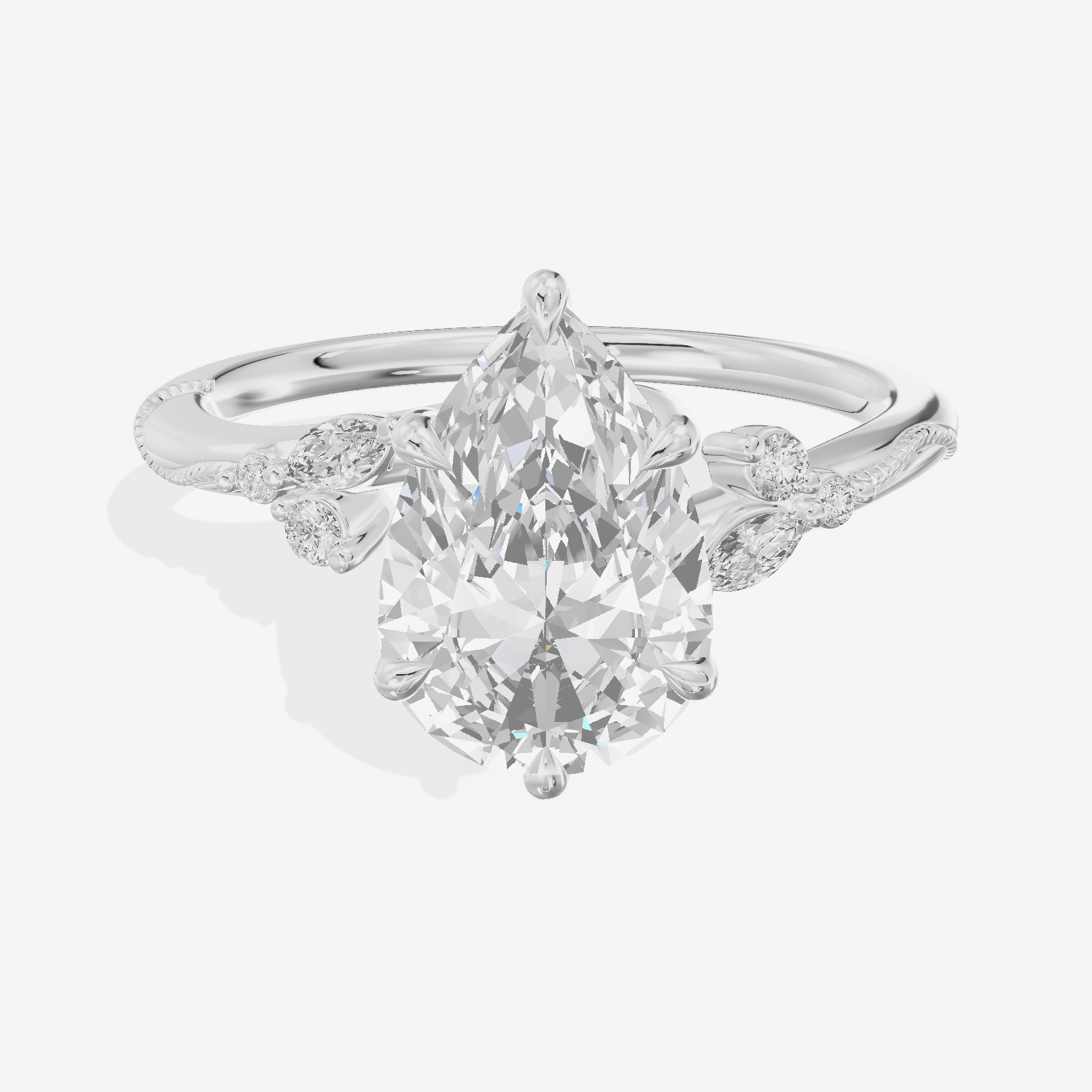 Vintage Lumera Pear Engagement Ring (1/10 ct. tw.) in Platinum