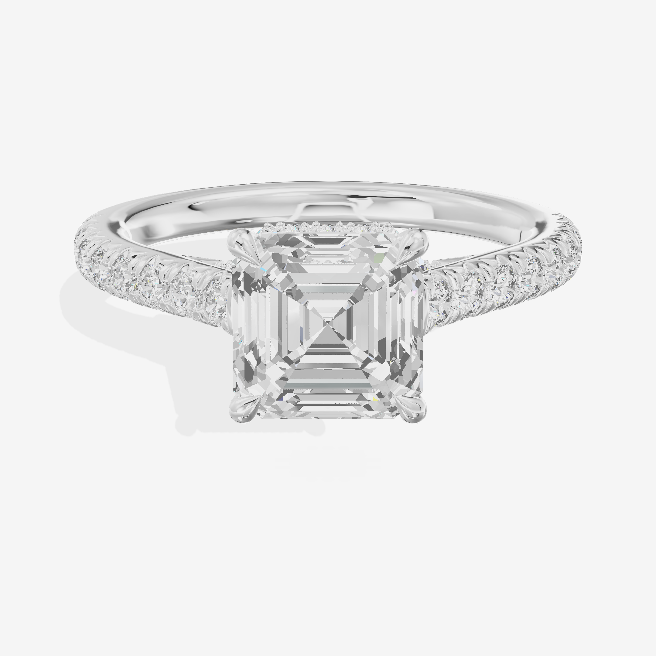 Modern Linger Asscher Engagement Ring with Side Stones (3/4 ct. tw.) in 14K White Gold