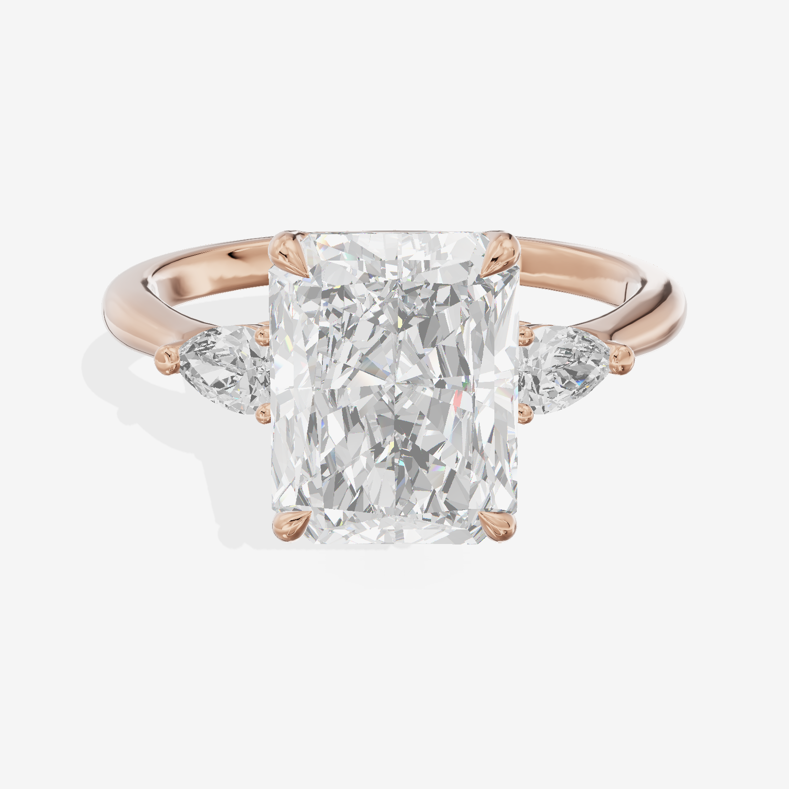 Petite Aimora Three Stone Radiant Engagement Ring (1/4 ct. tw.) in 18K Rose Gold