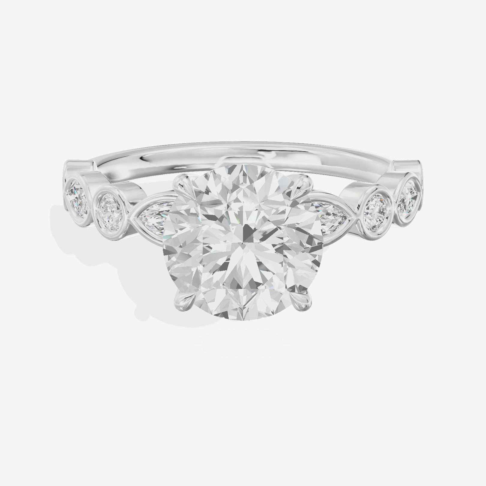 Tender Aurea Round Engagement Ring with Side Stones (1 ct. tw.) in 14K White Gold