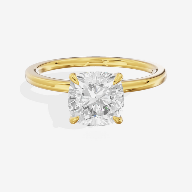 Sincere Halo Cushion Engagement Ring (1/15 ct. tw.) in 18K Yellow Gold