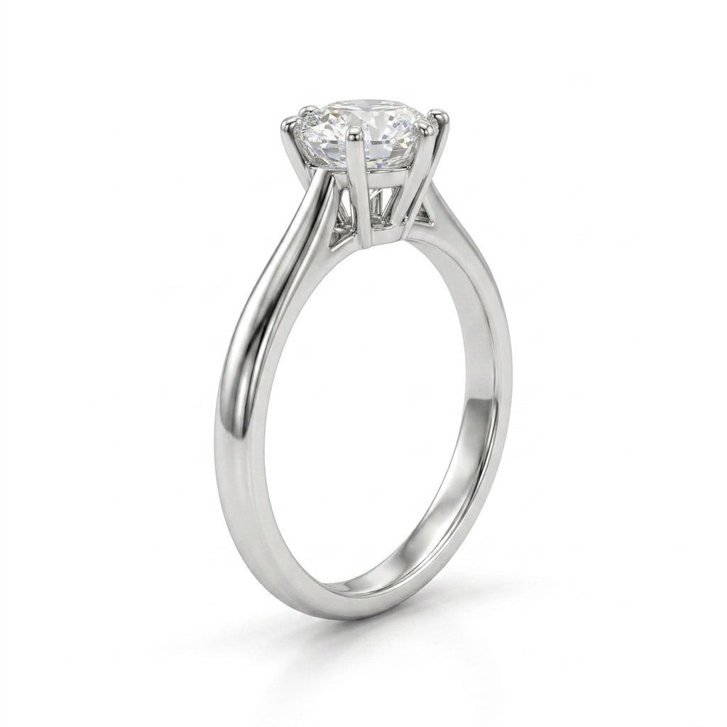 Solitaire Round Engagement Ring (3.08 ct.) in Platinum