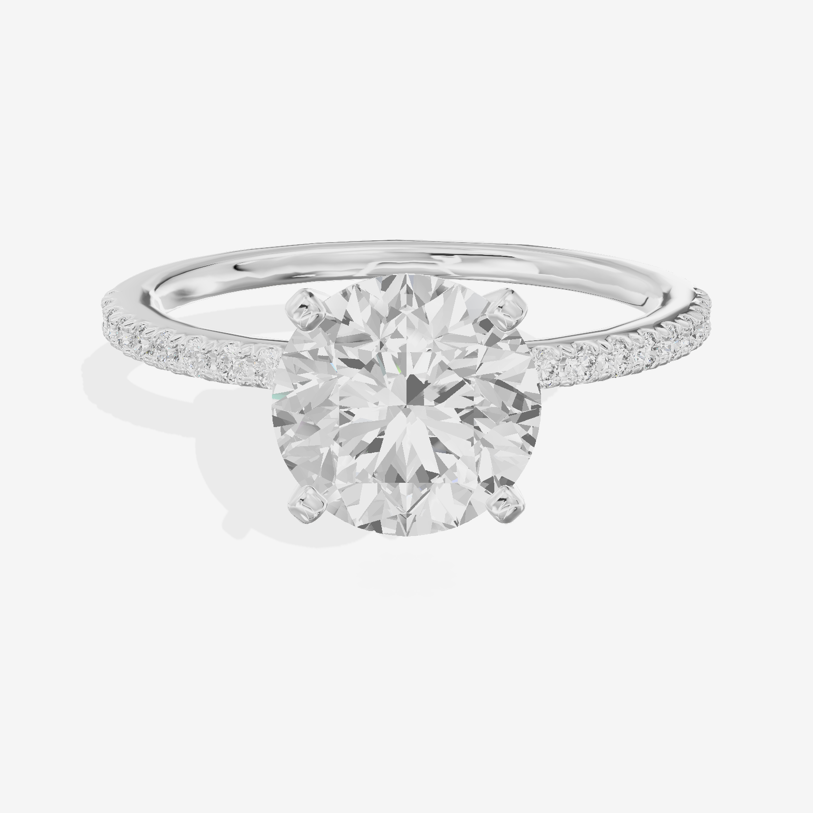 Grand Mayrelle Round Engagement Ring with Side Stones (1/8 ct. tw.) in 14K White Gold