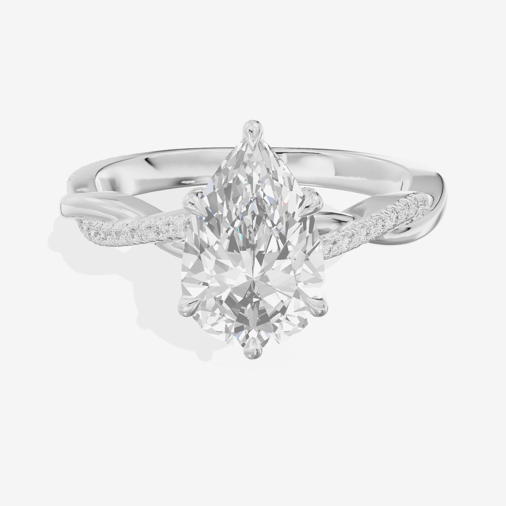 Petite Adorae Pear Hidden Halo Engagement Ring (1/5 ct. tw.) in 14K White Gold
