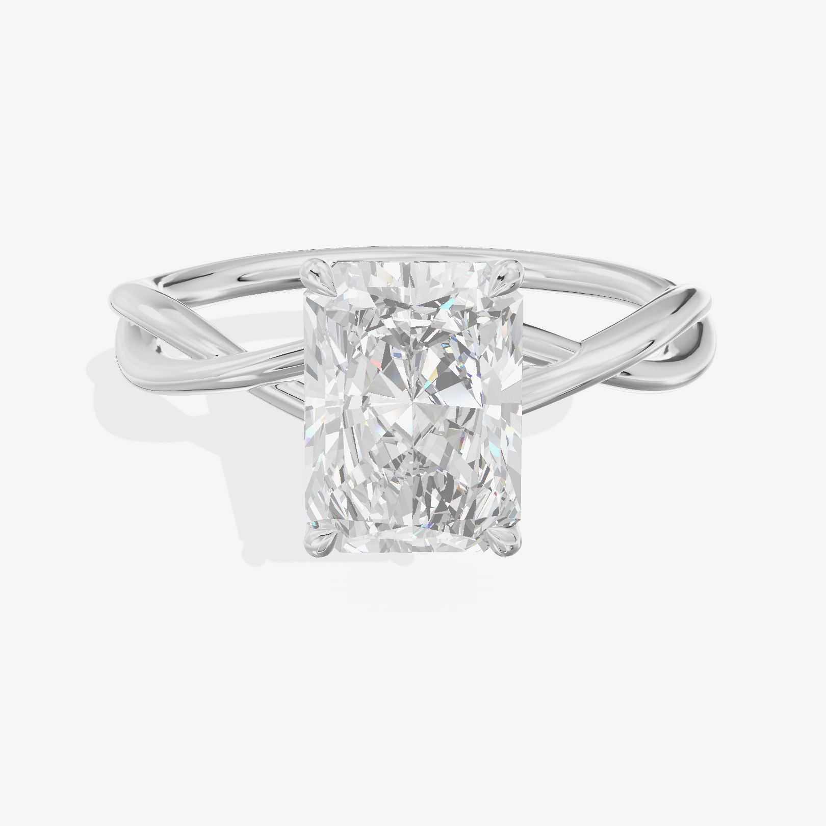 Twined Sincere Radiant Twisted Engagement Ring in 18K White Gold