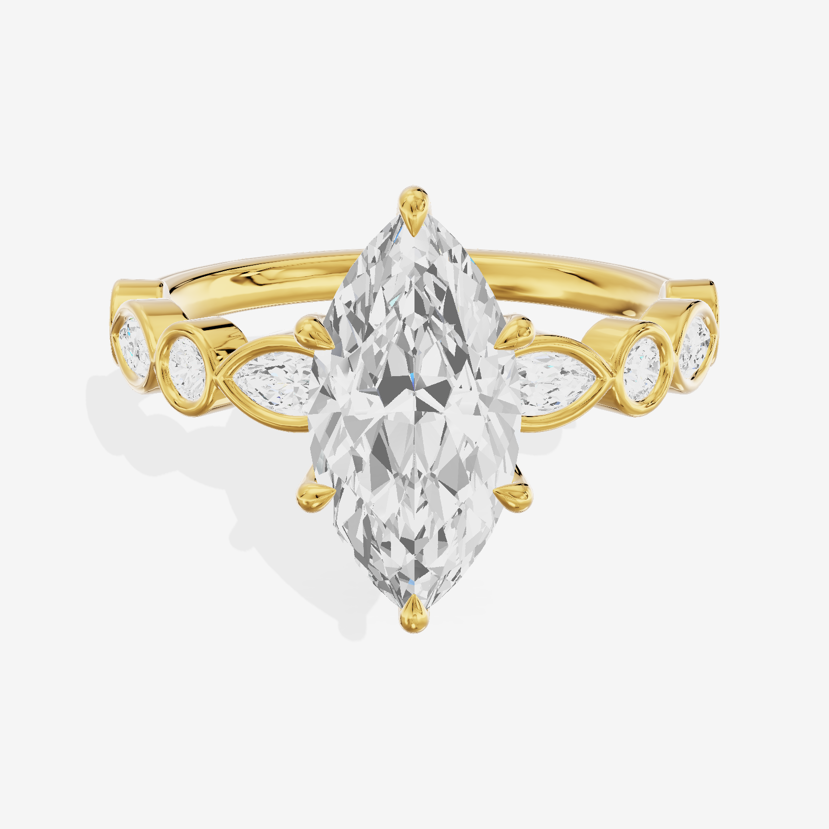 Tender Aurea Marquise Engagement Ring with Side Stones (1 ct. tw.) in 18K Yellow Gold