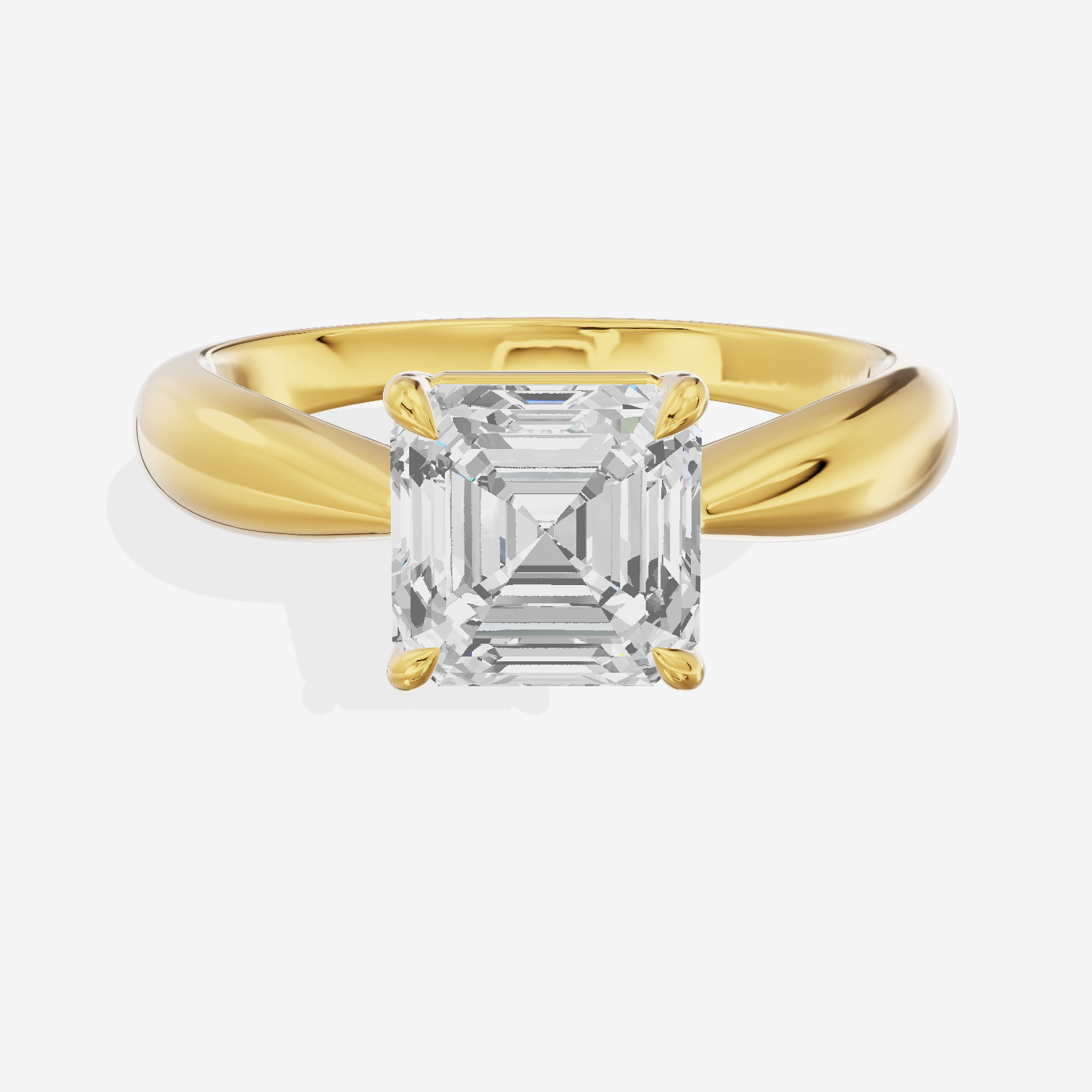 Aimora Trellis 2mm Asscher Solitaire Engagement Ring in 14K Yellow Gold