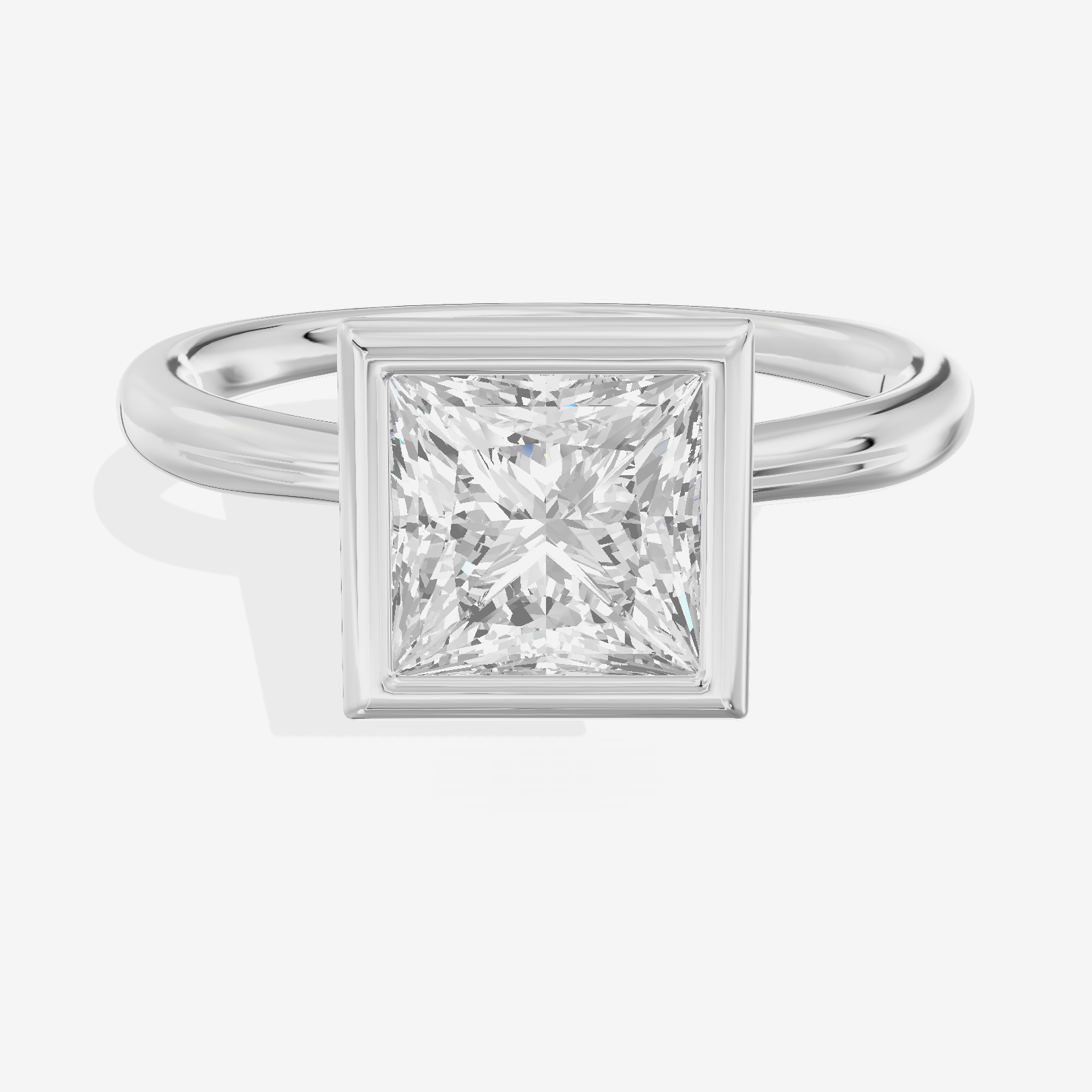 Coeurine Bezel 2mm Princess Solitaire Engagement Ring in Platinum