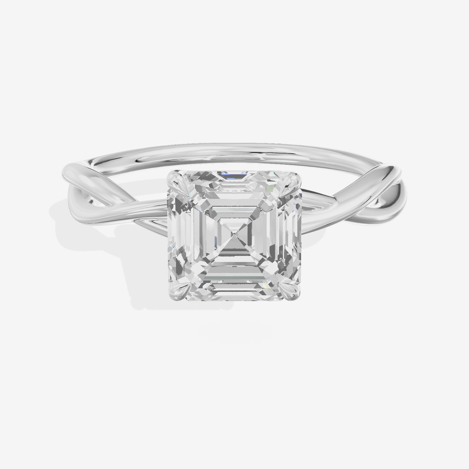 Twined Sincere Asscher Twisted Engagement Ring in 14K White Gold