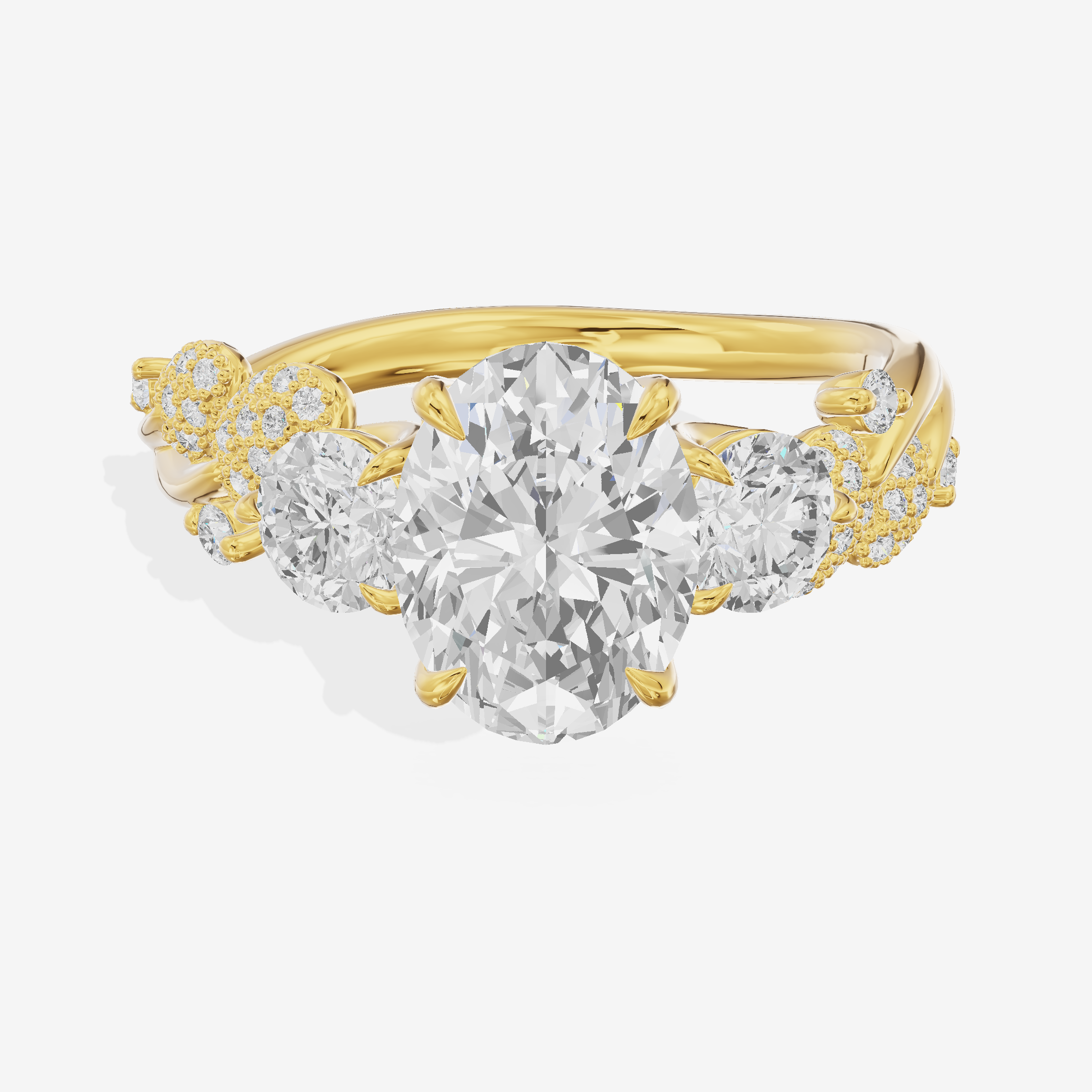Classic Coeurine Three Stone Oval Engagement Ring (3/5 ct. tw.) in 14K Yellow Gold