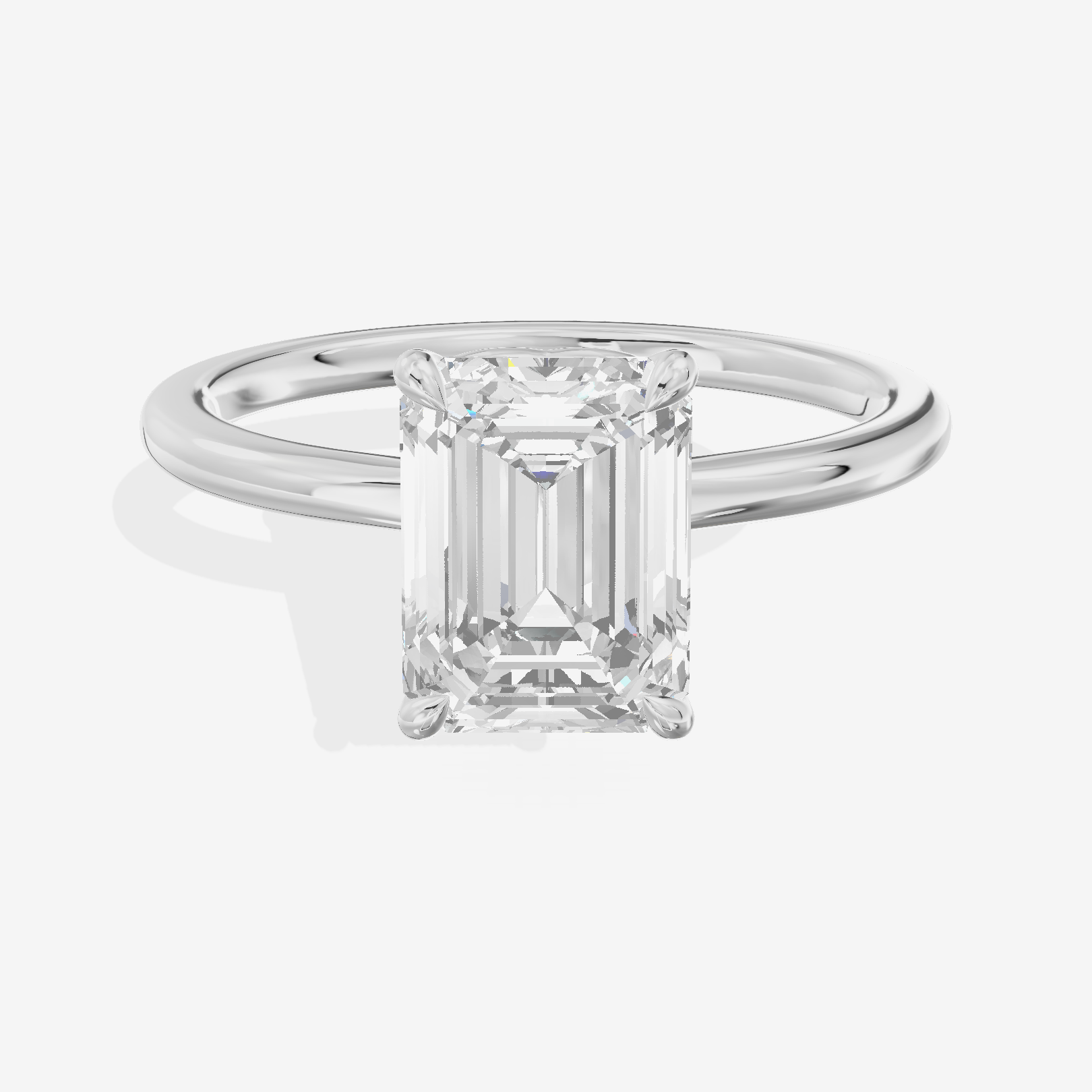Coeurine Solitaire 1.8mm Emerald Solitaire Engagement Ring in 18K White Gold