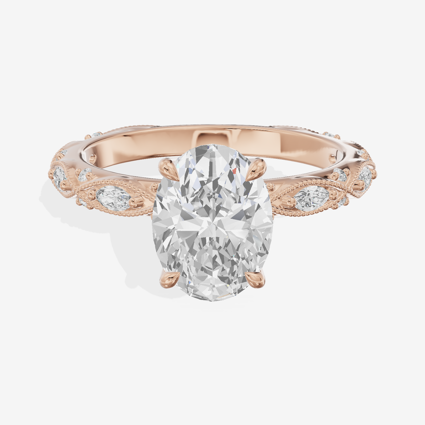Vintage Whisper Oval Engagement Ring (1/4 ct. tw.) in 18K Rose Gold