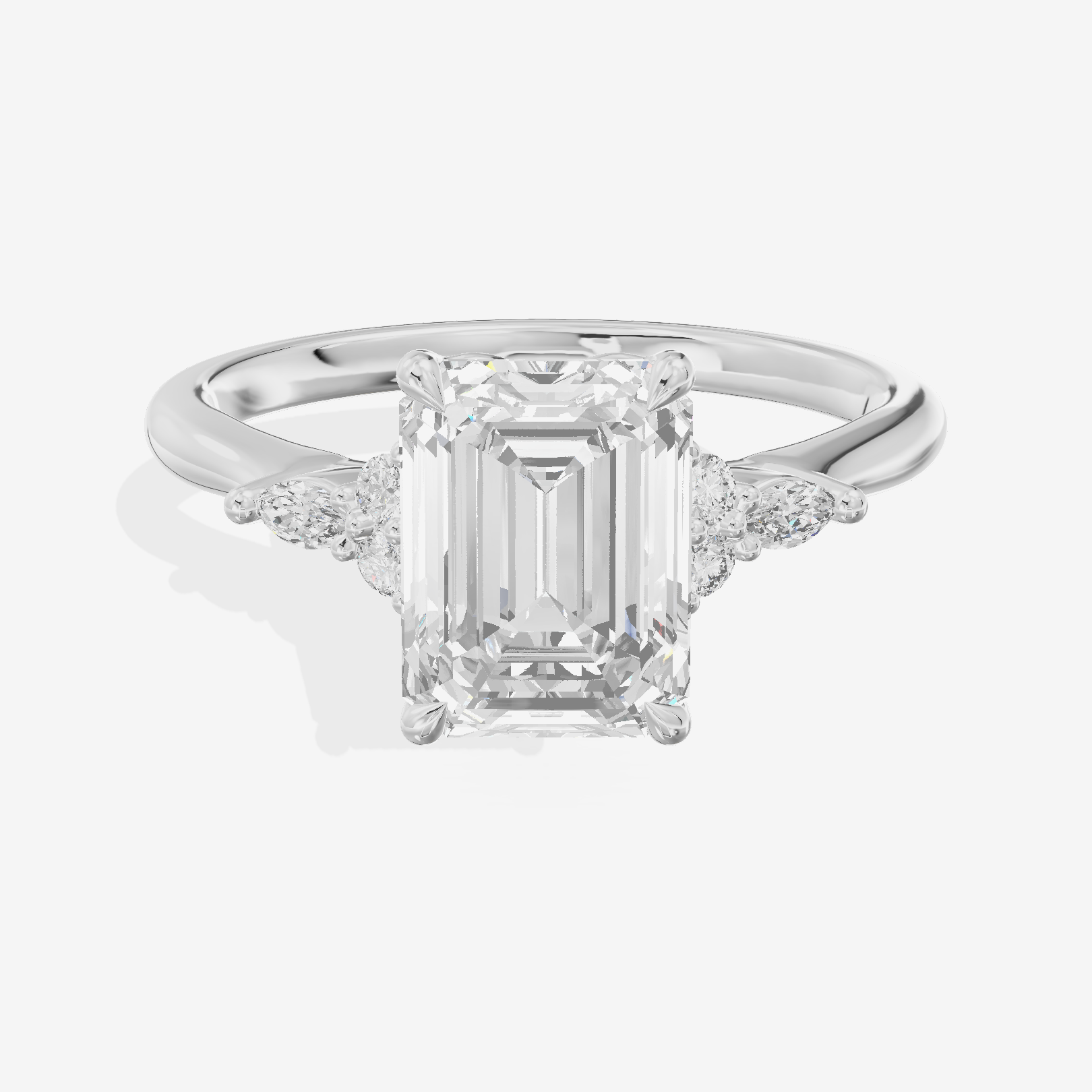 Grand Whisper Emerald Engagement Ring with Side Stones (1/6 ct. tw.) in 14K White Gold