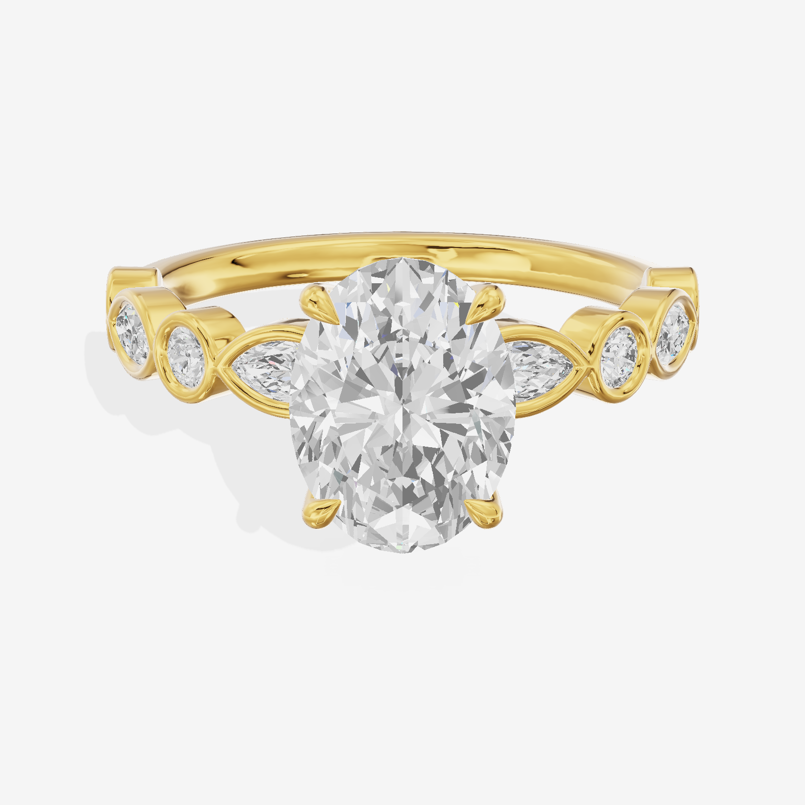 Tender Aurea Oval Engagement Ring with Side Stones (1 ct. tw.) in 14K Yellow Gold