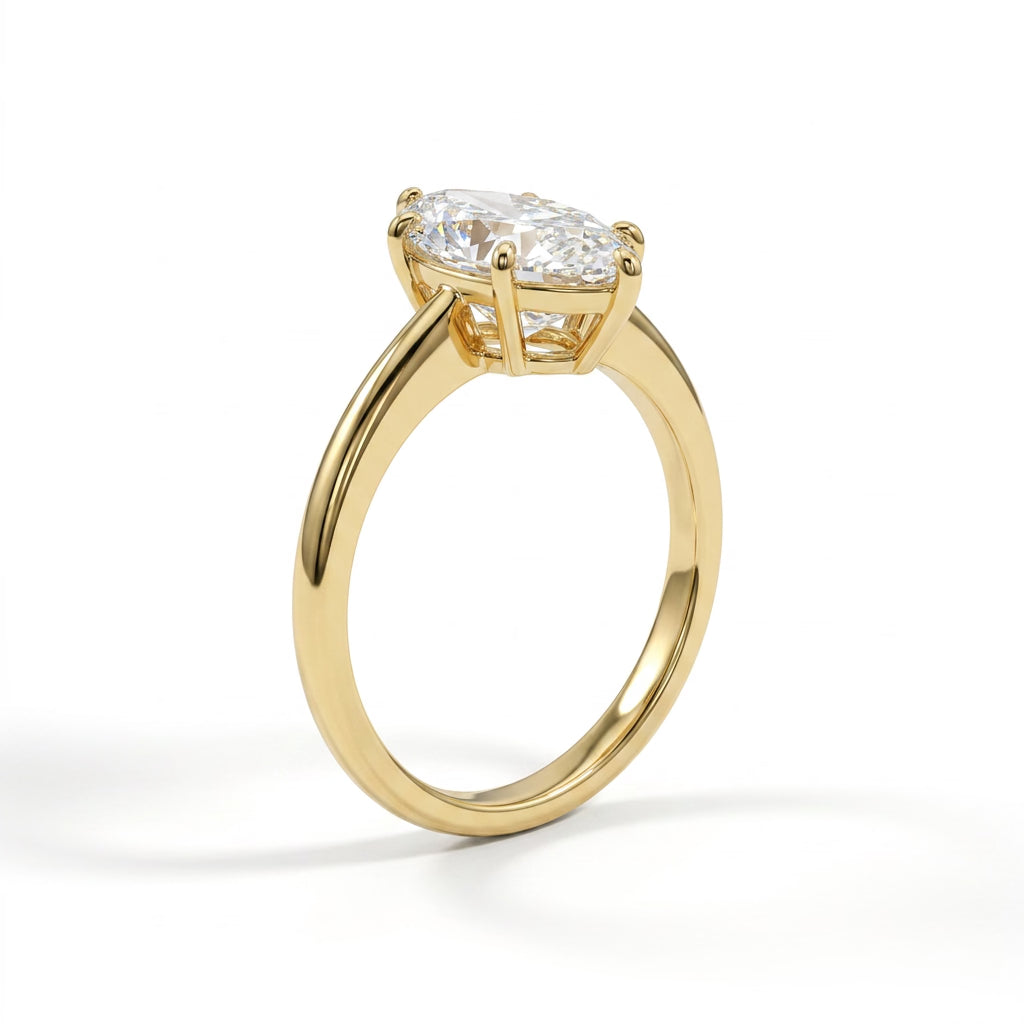 Solitaire Marquise Engagement Ring (3.01 ct.) in 18K Yellow Gold