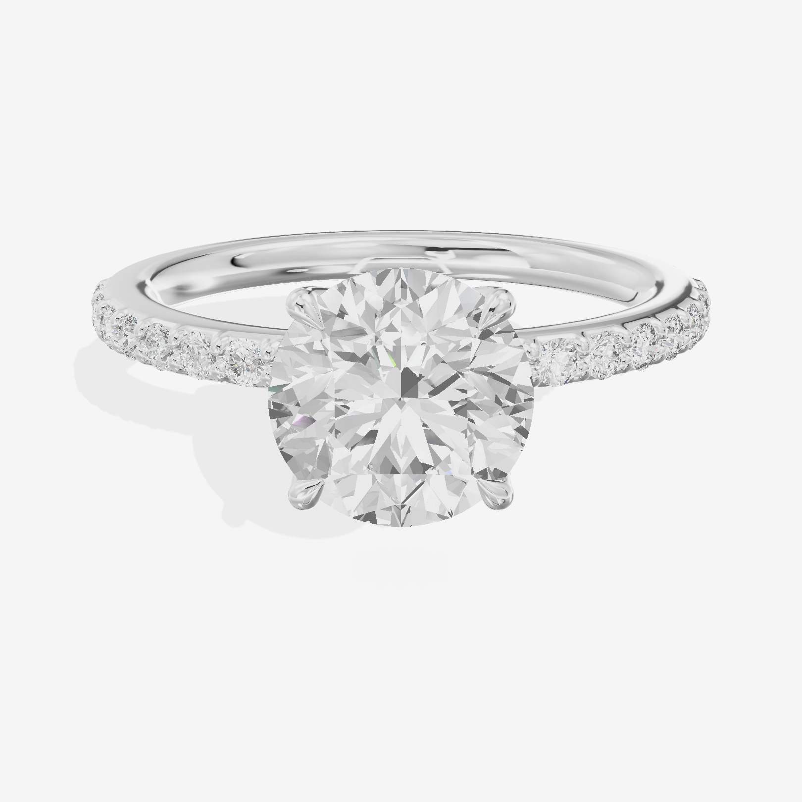 Luxe Whisper Round Engagement Ring with Side Stones (1/4 ct. tw.) in 18K White Gold