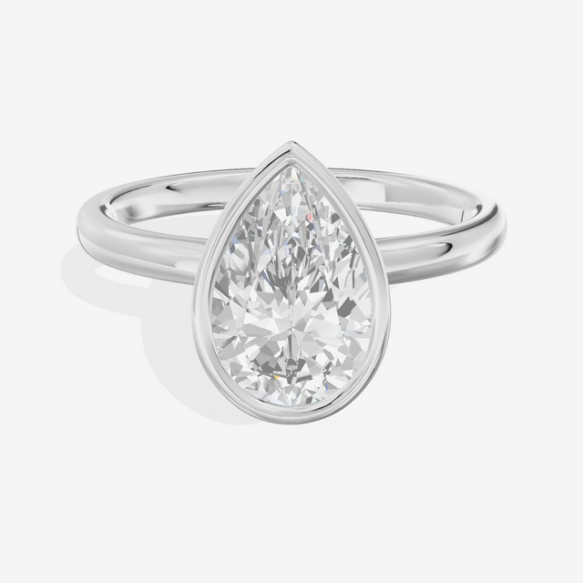 Trellise Bezel 2mm Pear Solitaire Engagement Ring in Platinum