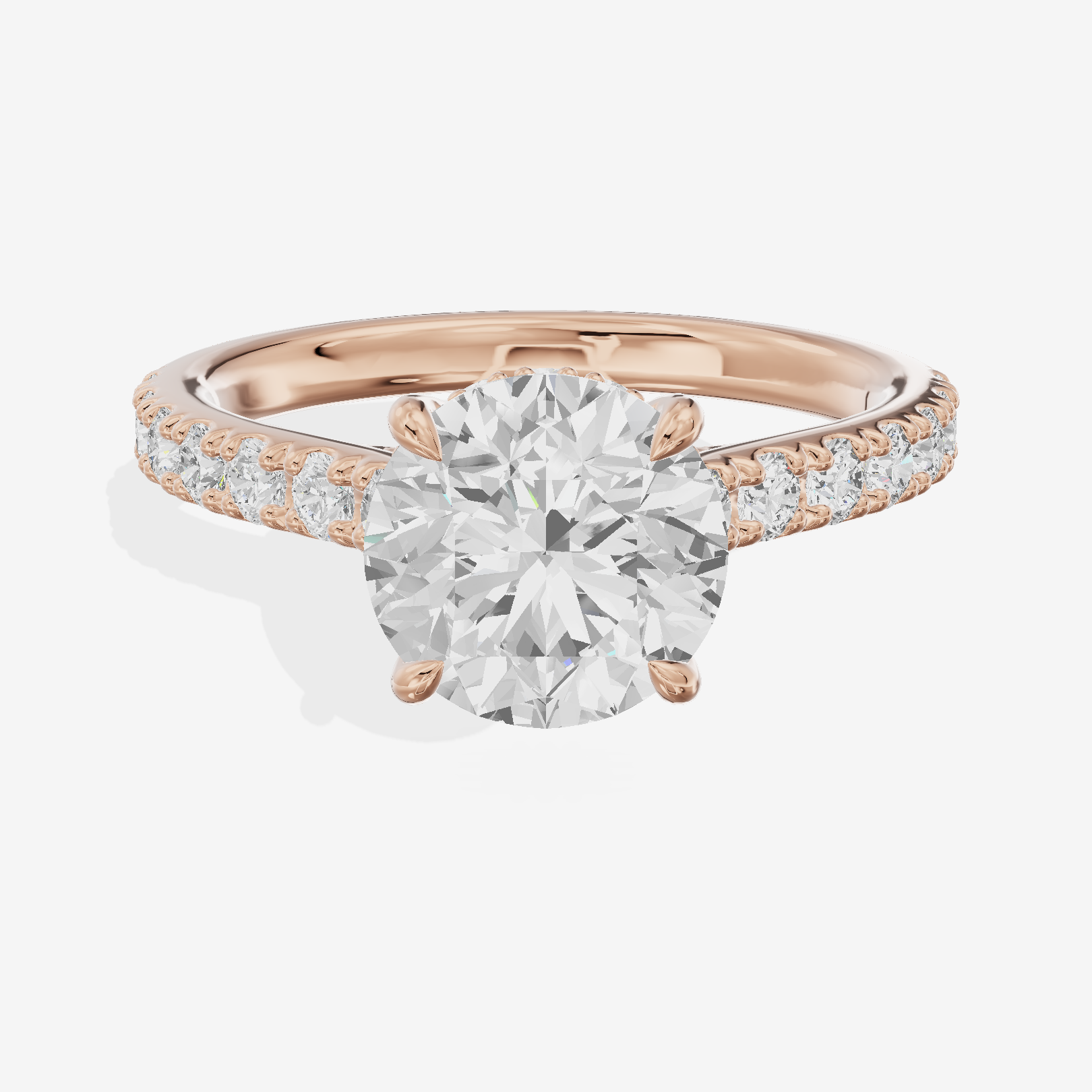 Grand Trueheart Round Engagement Ring with Side Stones (1/2 ct. tw.) in 18K Rose Gold