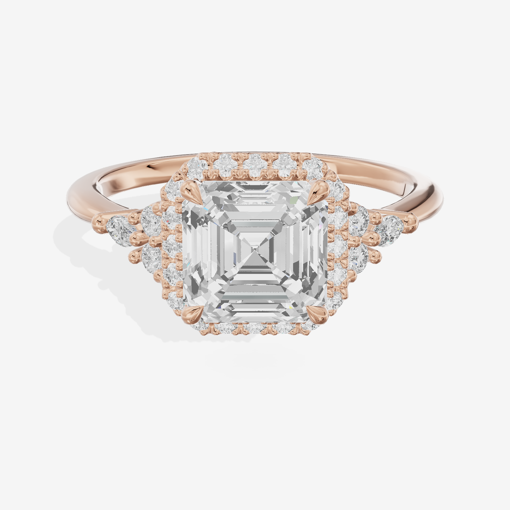 Clusta Halo Asscher Engagement Ring (1/2 ct. tw.) in 14K Rose Gold