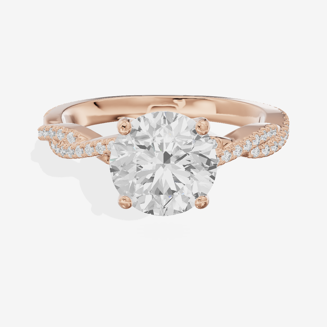 Petite Lightwoven Round Pavé Engagement Ring (1/4 ct. tw.) in 14K Rose Gold