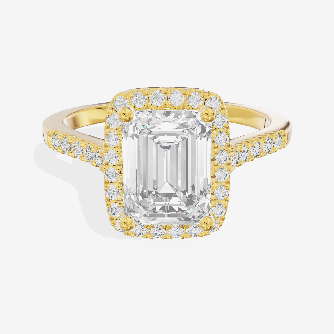 Lumera Halo Emerald Engagement Ring (1/5 ct. tw.) in 14K Yellow Gold