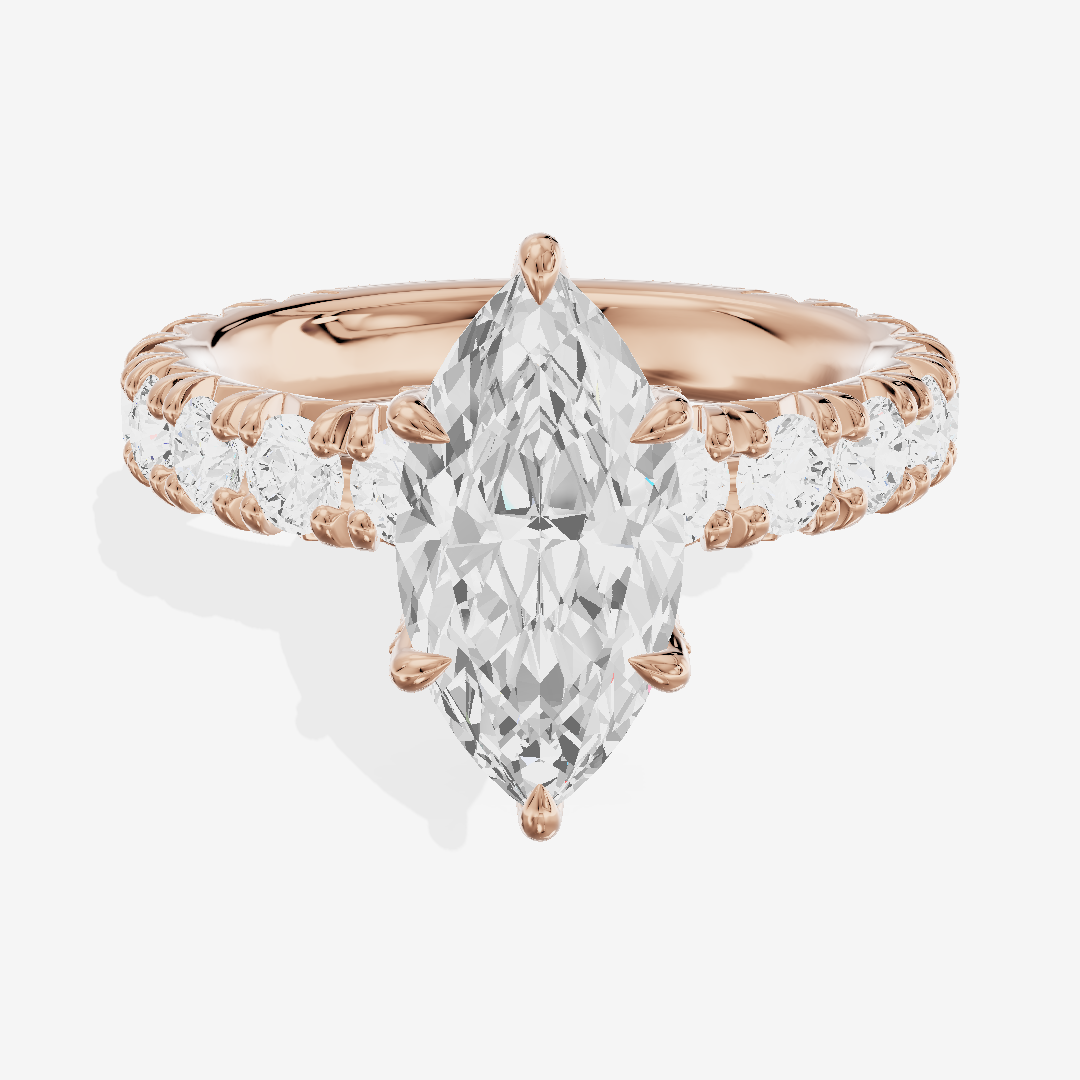 Crowned Sincere Marquise Engagement Ring with Side Stones (3/4 ct. tw.) in 14K Rose Gold