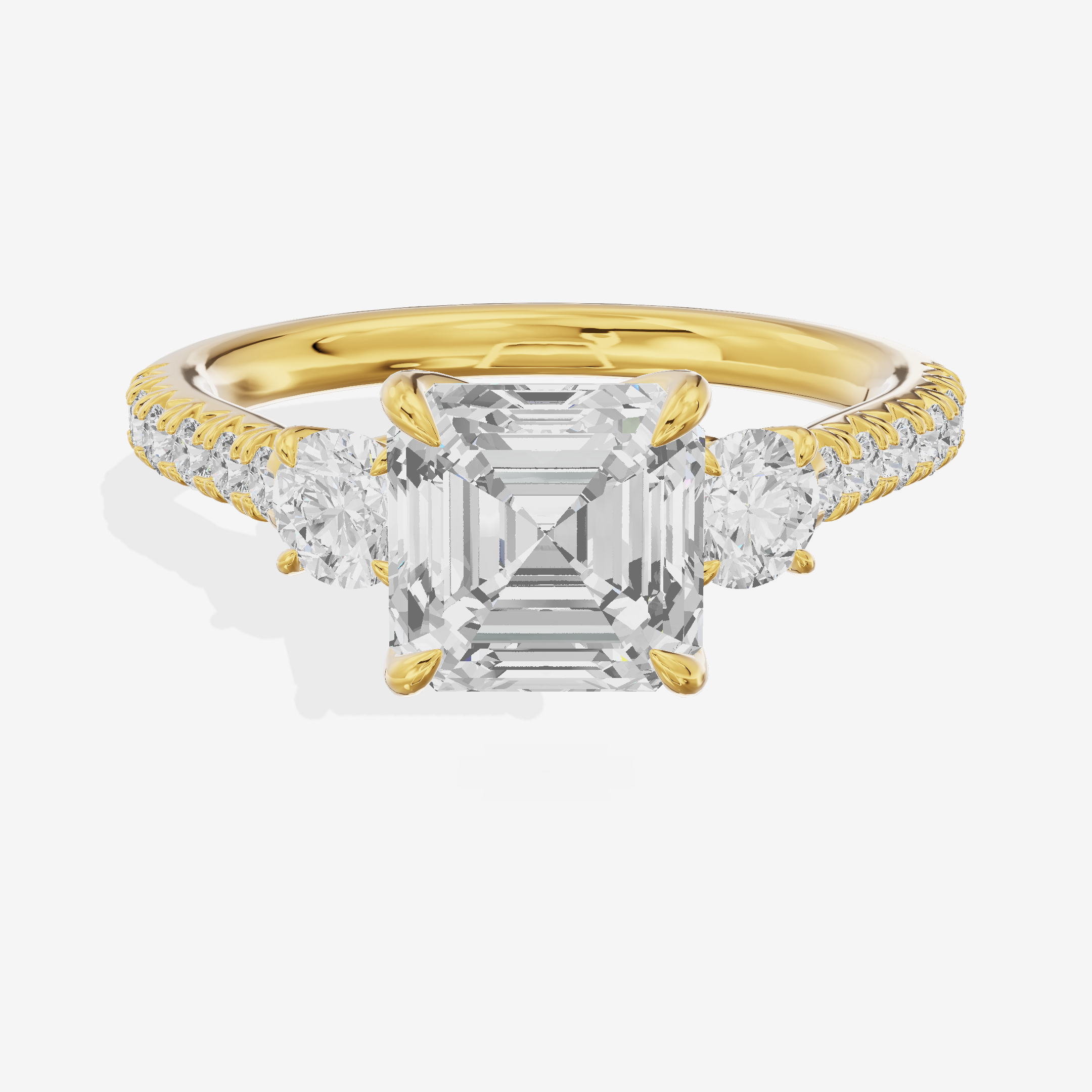 Triade Anniversary Anniversary Asscher Three Stone Engagement Ring (1/2 ct. tw.) in 18K Yellow Gold