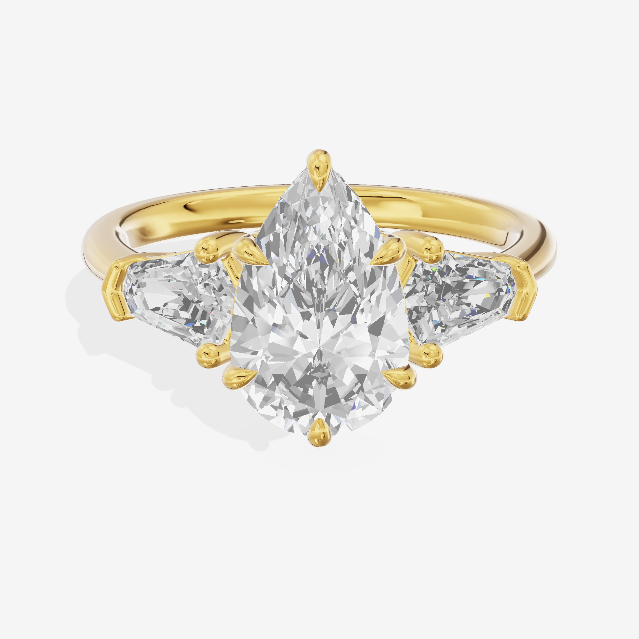 Classic Mirth Pear Three Stone Engagement Ring (1/2 ct. tw.) in 18K Yellow Gold
