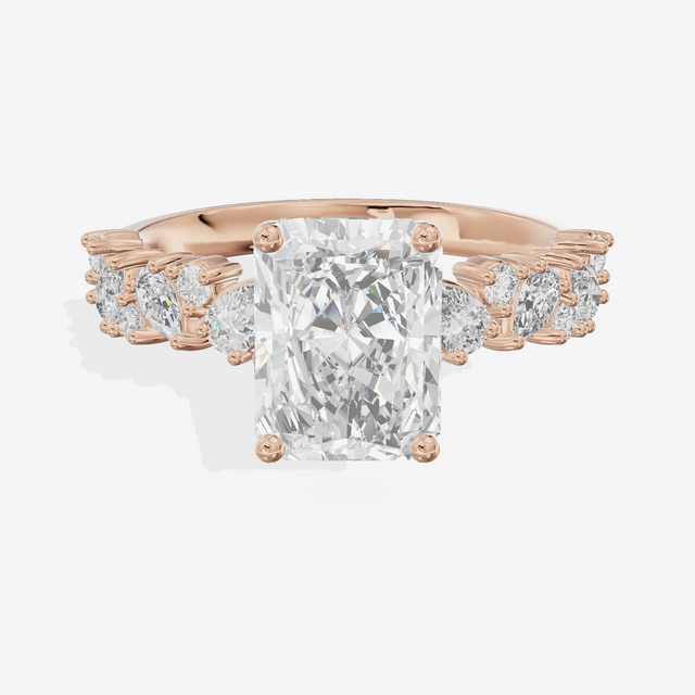 Bowed Vowsae Radiant Engagement Ring with Side Stones (2/5 ct. tw.) in 18K Rose Gold