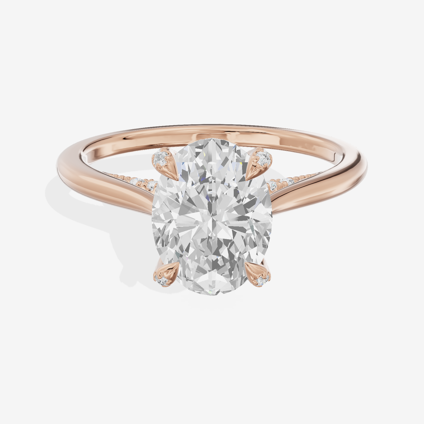 Grand Vowsae Oval Engagement Ring with Side Stones (1/5 ct. tw.) in 18K Rose Gold