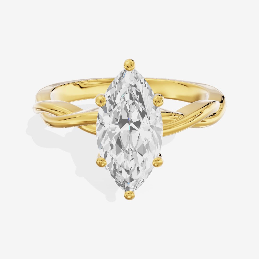 Twined Coeurine Marquise Twisted Engagement Ring in 18K Yellow Gold