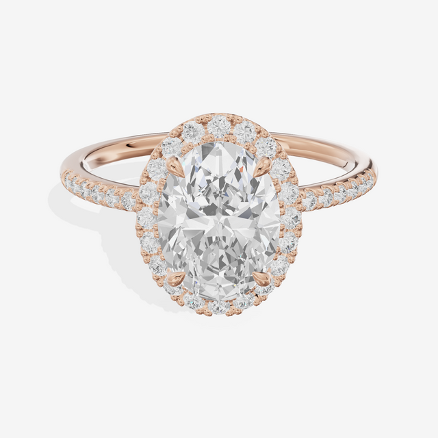Vowsae Halo Oval Engagement Ring (1/5 ct. tw.) in 18K Rose Gold