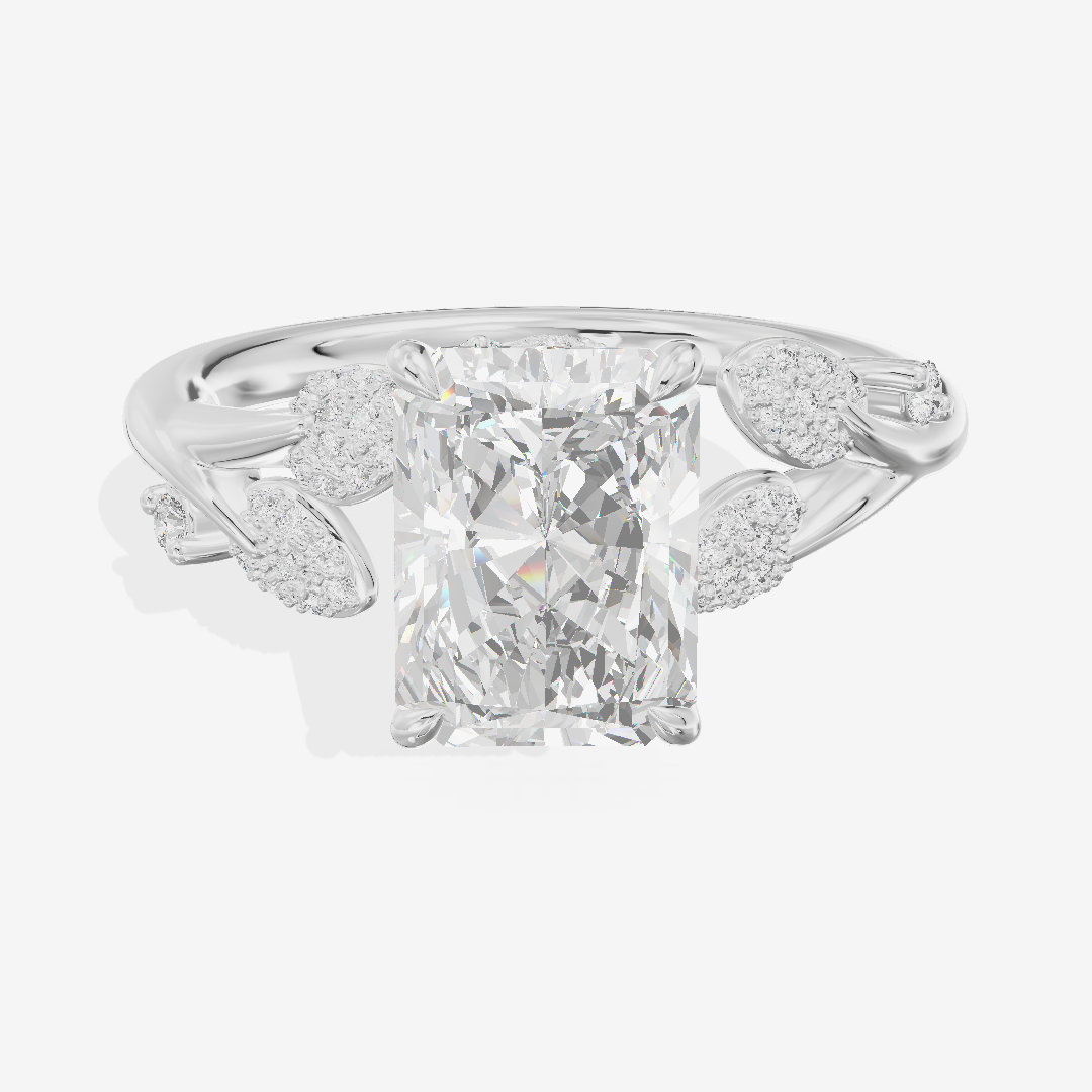 Lightwoven Radiant Engagement Ring with Side Stones (1/6 ct. tw.) in Platinum