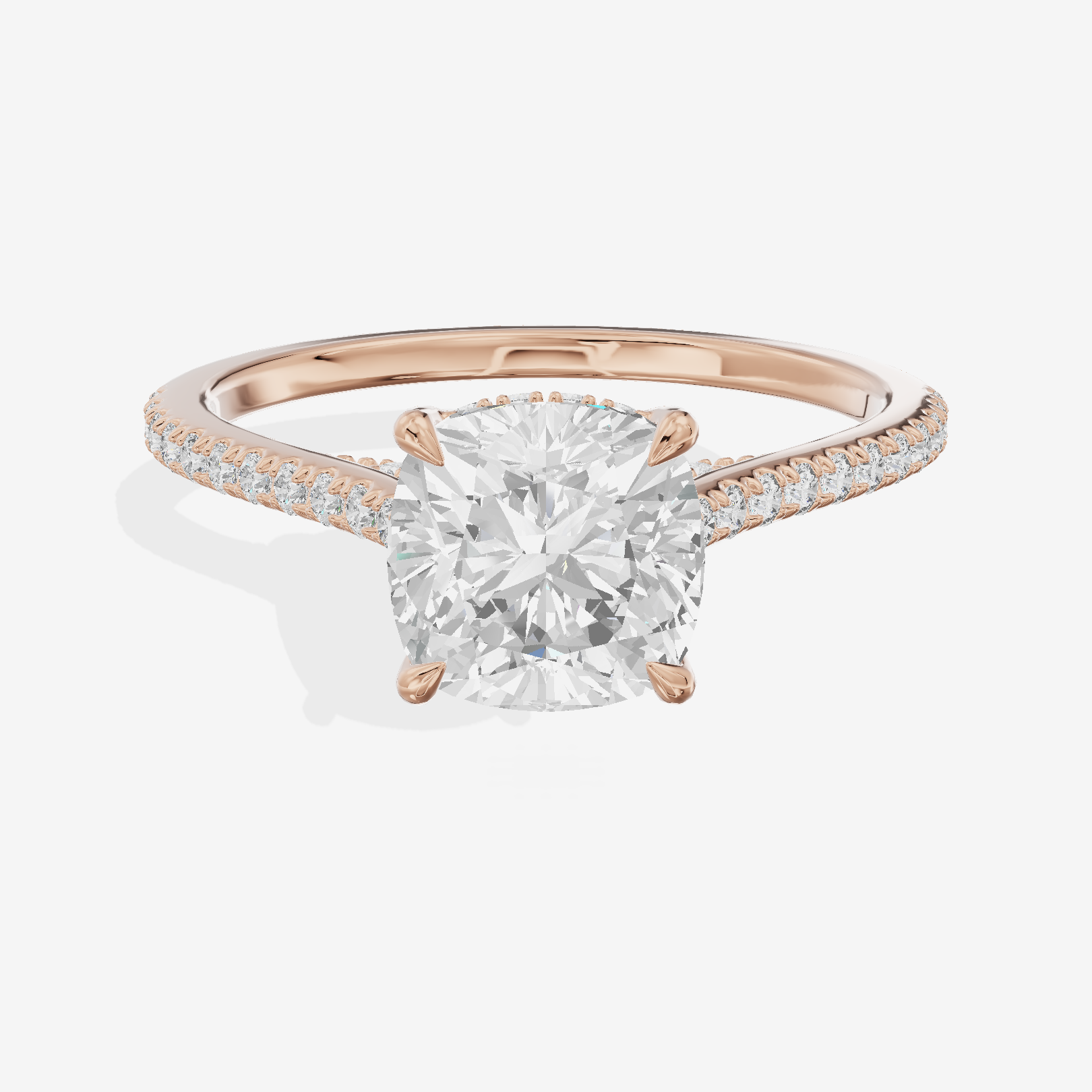 Grand Tender Cushion Engagement Ring with Side Stones (1/8 ct. tw.) in 14K Rose Gold