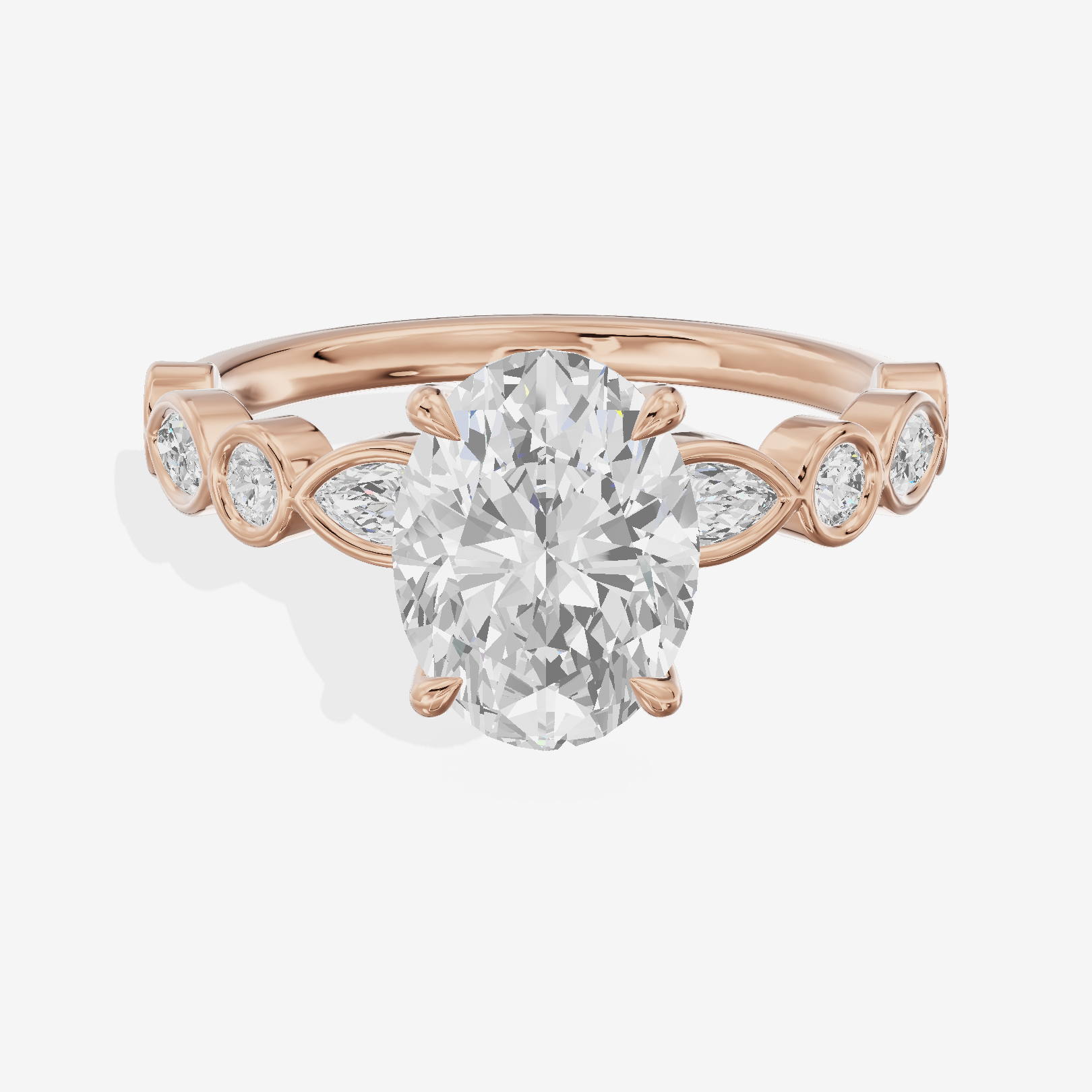 Tender Aurea Oval Engagement Ring with Side Stones (1 ct. tw.) in 18K Rose Gold
