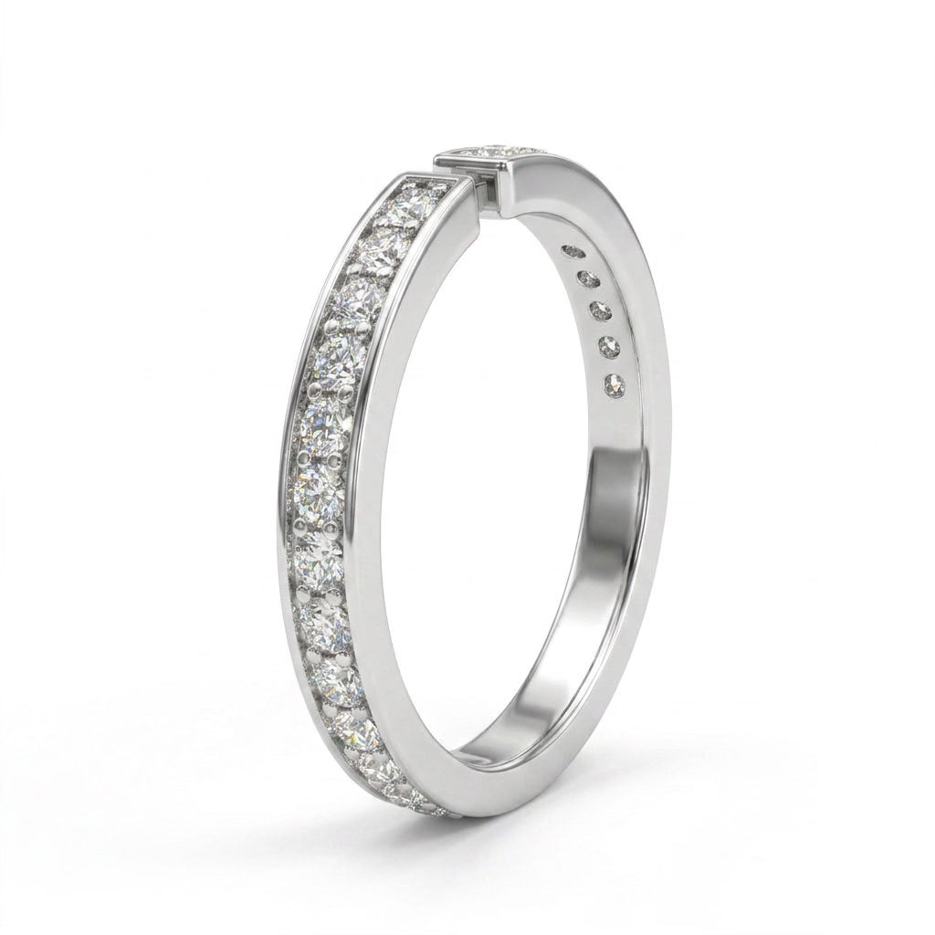 Low Profile Pavé Round Wedding Band (3/8 ct. tw.) in 18K White Gold