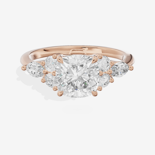 Luxe Vowsae Cushion Engagement Ring with Side Stones (2/5 ct. tw.) in 18K Rose Gold