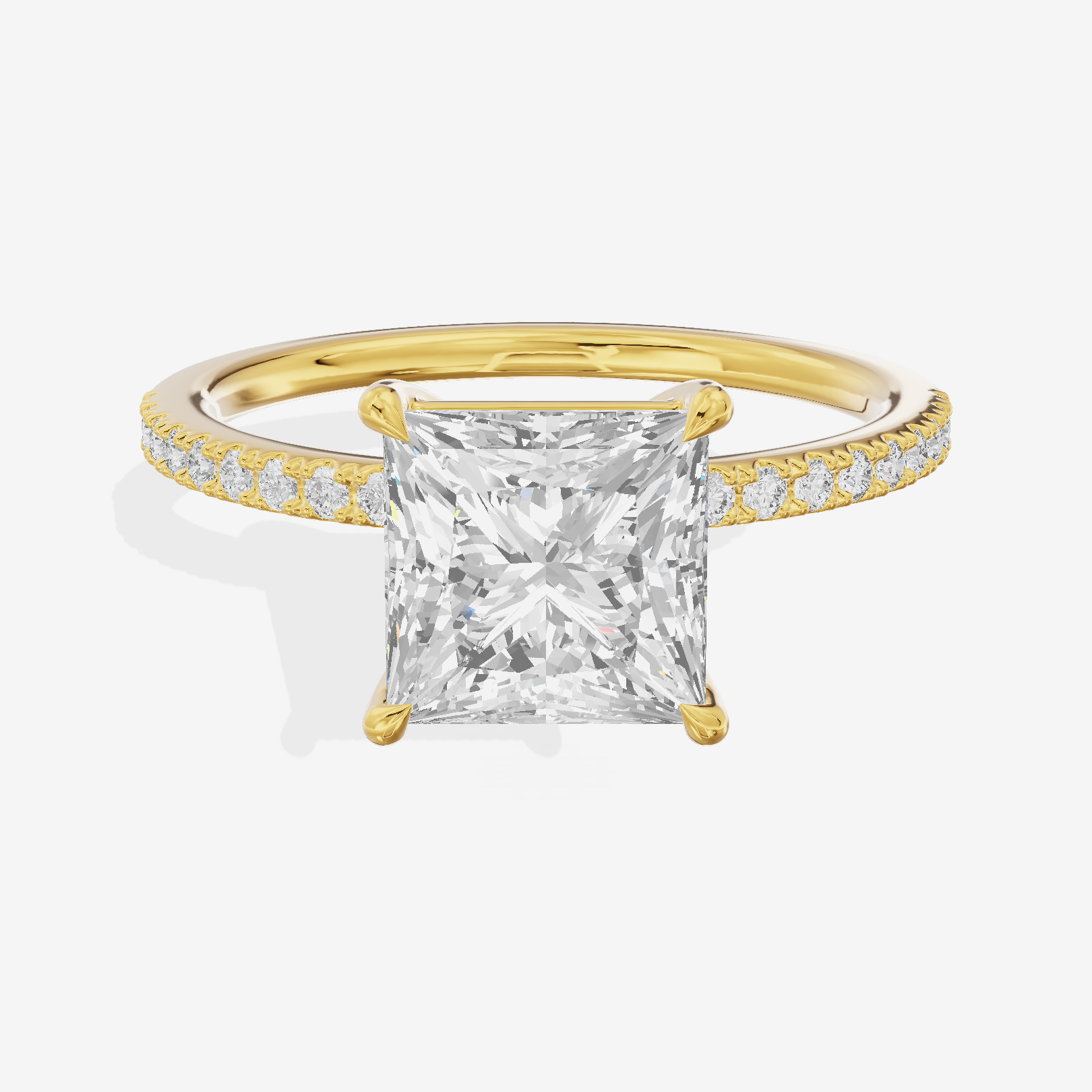 Tender Vowsae Princess Engagement Ring with Side Stones (1/8 ct. tw.) in 18K Yellow Gold