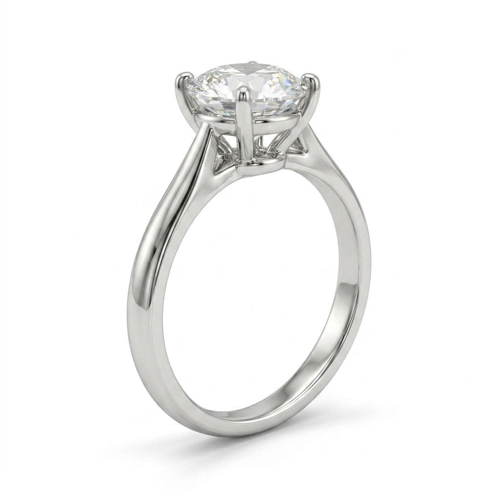 Cathedral Solitaire Round Engagement Ring (2.05 ct.) in Platinum