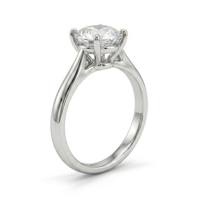 Cathedral Solitaire Round Engagement Ring (2.05 ct.) in Platinum