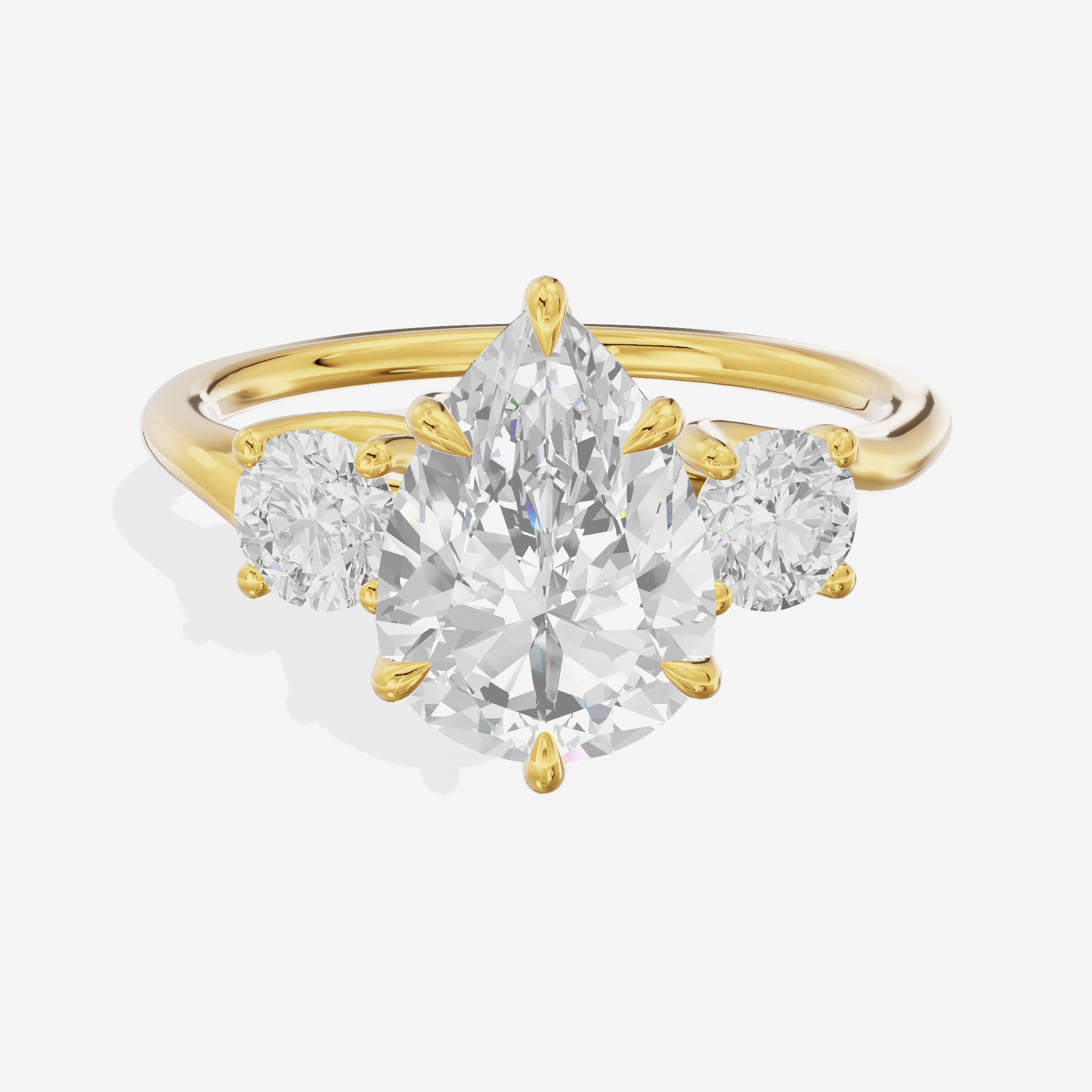 Luxe Vowsae Three Stone Pear Engagement Ring (1/2 ct. tw.) in 18K Yellow Gold