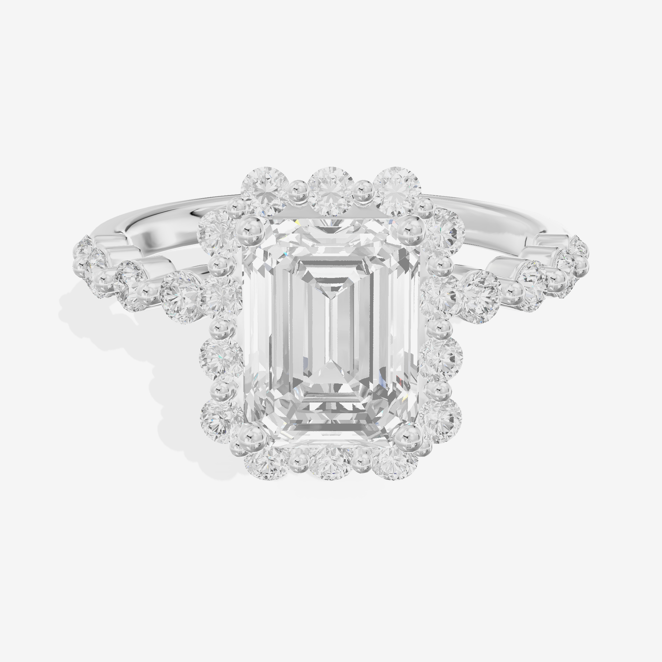 Vowsae Halo Emerald Engagement Ring (1/5 ct. tw.) in Platinum