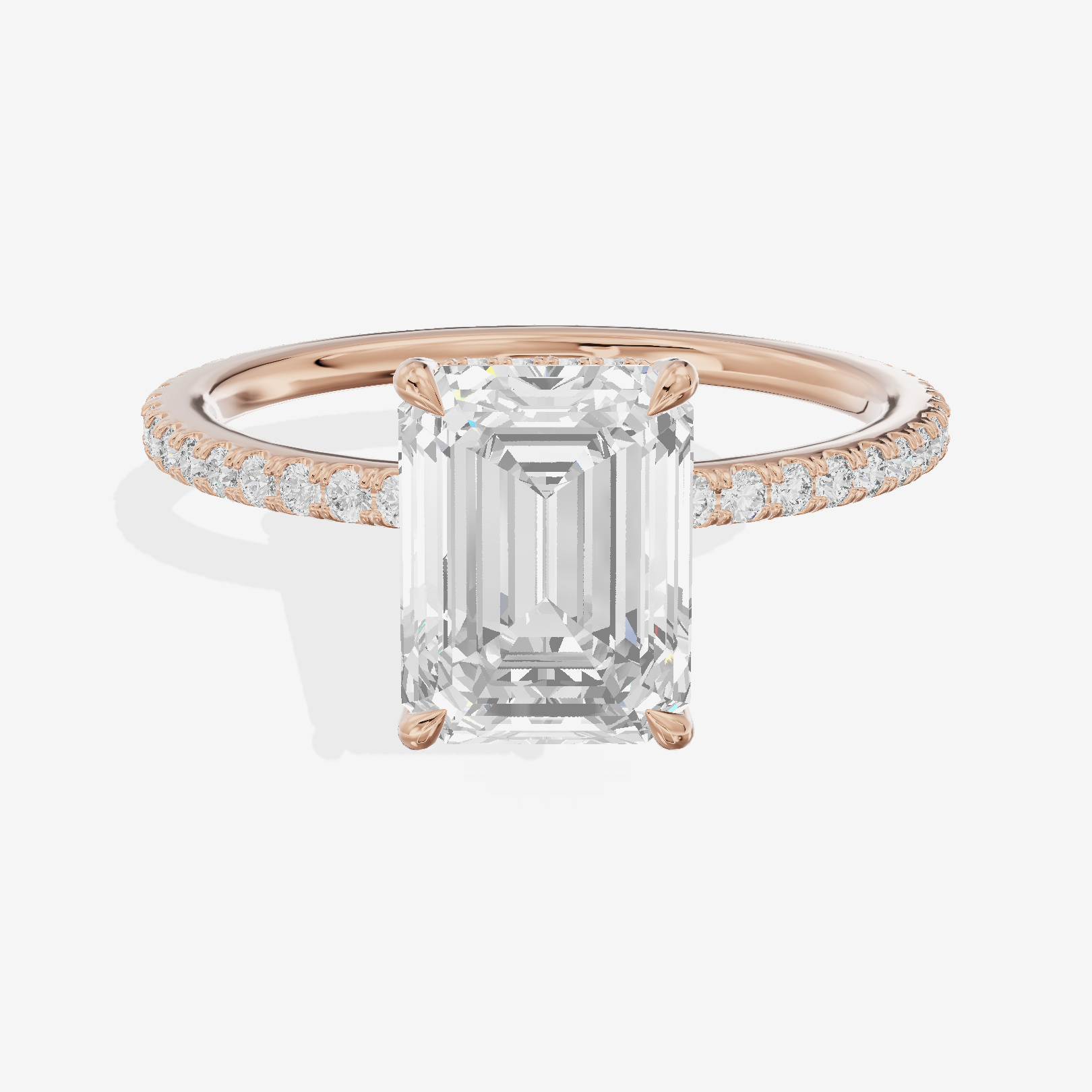 Mirelle Emerald Hidden Halo Engagement Ring (1/3 ct. tw.) in 14K Rose Gold