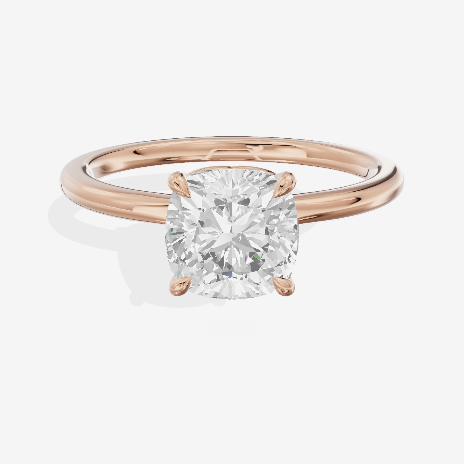 Coeurine Solitaire 1.8mm Cushion Solitaire Engagement Ring in 14K Rose Gold